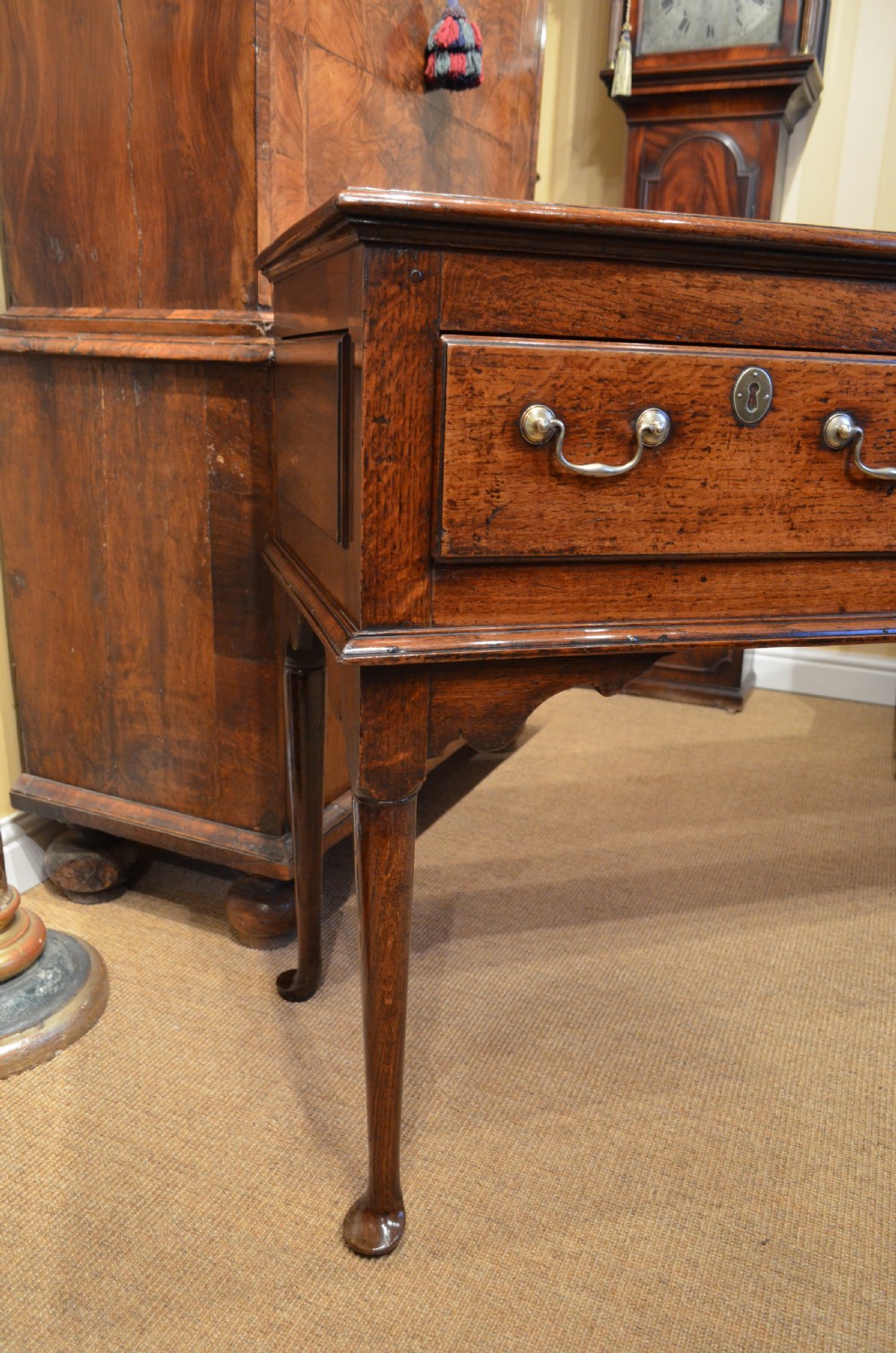 18th Century English Antique Pad Foot Oak Dresser Base View XVIII