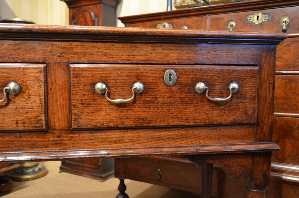 18th Century English Antique Pad Foot Oak Dresser Base View XX
