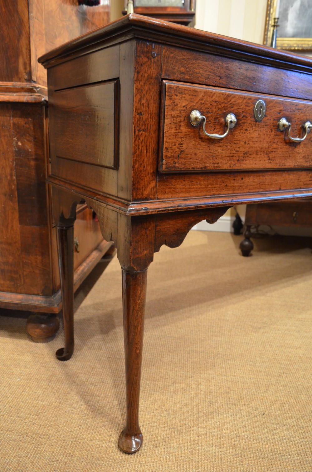 18th Century English Antique Pad Foot Oak Dresser Base View XXI