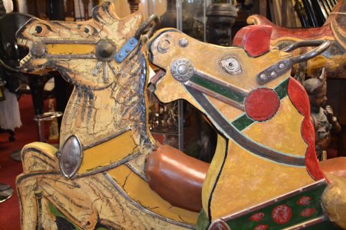 Two Hand Painted Fairground Ark/carousel Horses,c1940. Rare Examples with Nice Original Paintwork and in Good Original Condition
