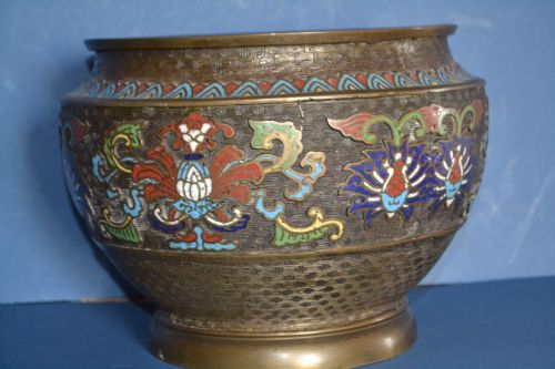 Large 19th Century Chinese Bronze Cloisonné Bowl, C 1890