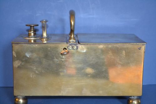 Early 19th Century Georgian Brass Tavern Honesty Tobacco Box by Rich, C1800. Original Key and Mechanism.