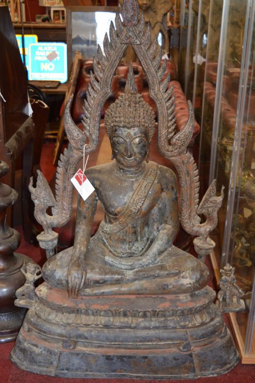 Huge (4ft) 19th Century Bronze Statue Buddha,c1870