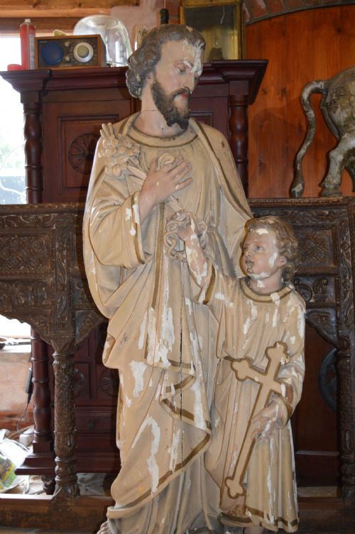 Large (141cm Tall) 19th Century Carved/painted Religious Statue, C1870