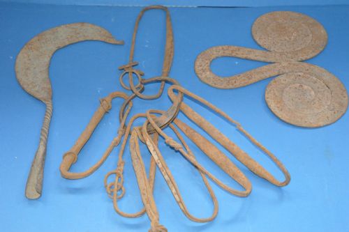3 Cast Iron 19th Century African Currency Pieces, Congo,1890 (Part of Collection of 21 Pieces)