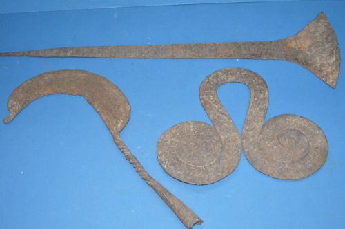 3 Large 19th Century African Cast Iron Currency Pieces, Congo, C1890 (Pt of Collection 21 Pieces)