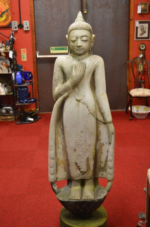 Large (145 Cm) 19th Century Burmese Marble Statue Buddha, C1890