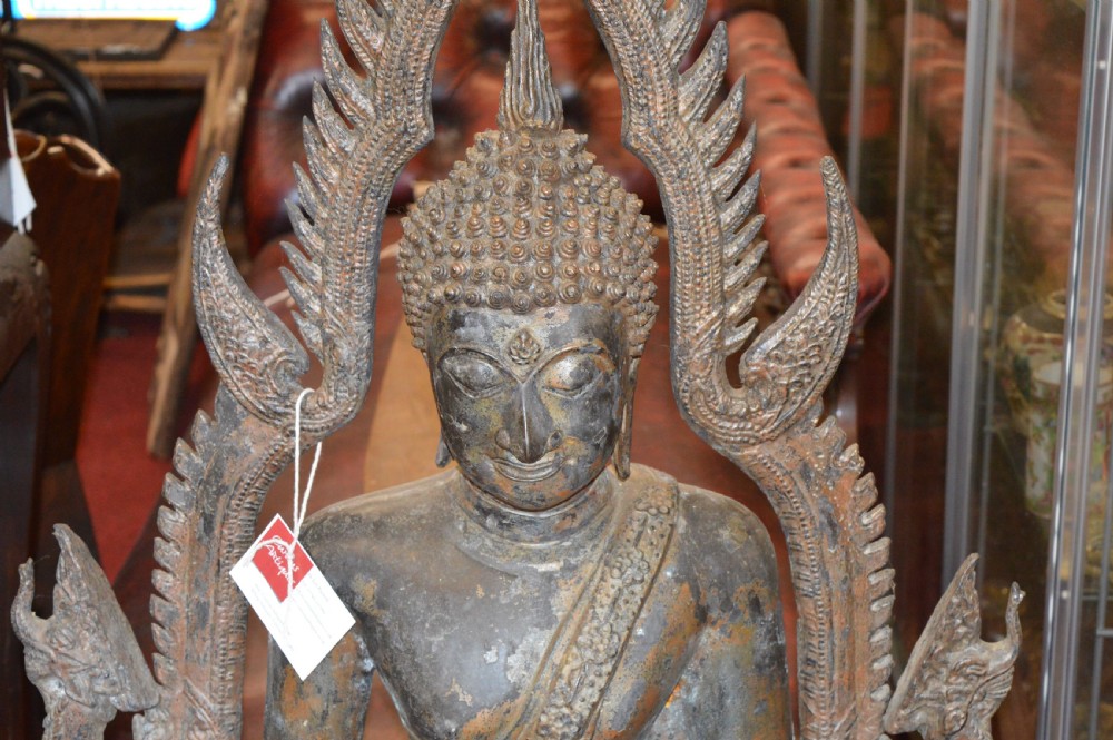 Huge (4ft) 19th Century Bronze Statue Buddha,c1870 View VI