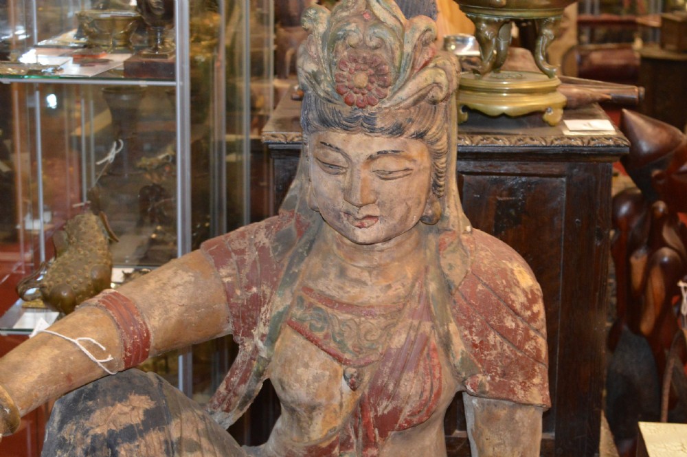 Huge (5ft) 19th Century Chinese Staue GuanYin,c1850 View X