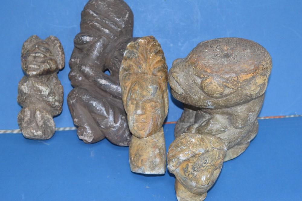 5 Antique Oceanic /Polynesian Stone Statues, Hand Carved, c1700 View VII