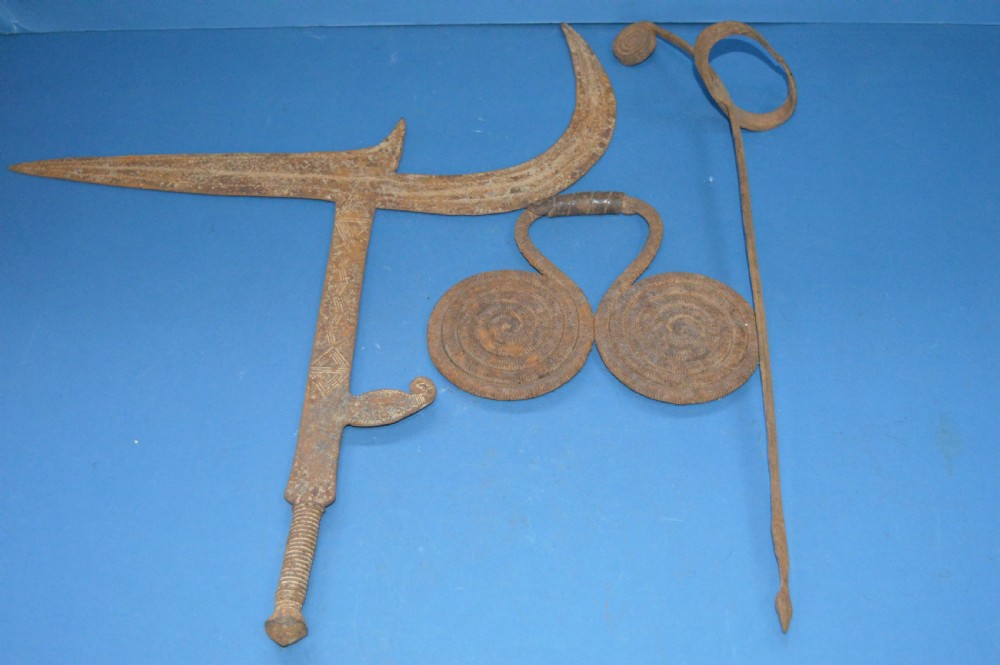 3 Large 19th Century African Cast Iron Currency Pieces, Congo, c1890 (Part of Larger Collection 21 Pieces)