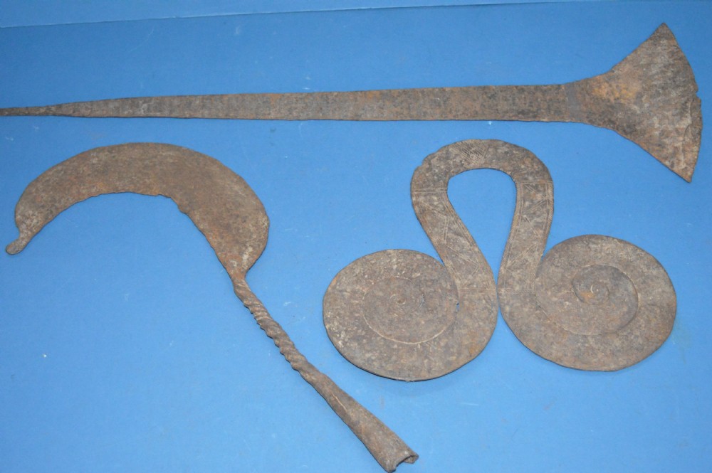 3 Large 19th Century African Cast Iron Currency Pieces, Congo, c1890 (Pt of Collection 21 Pieces)