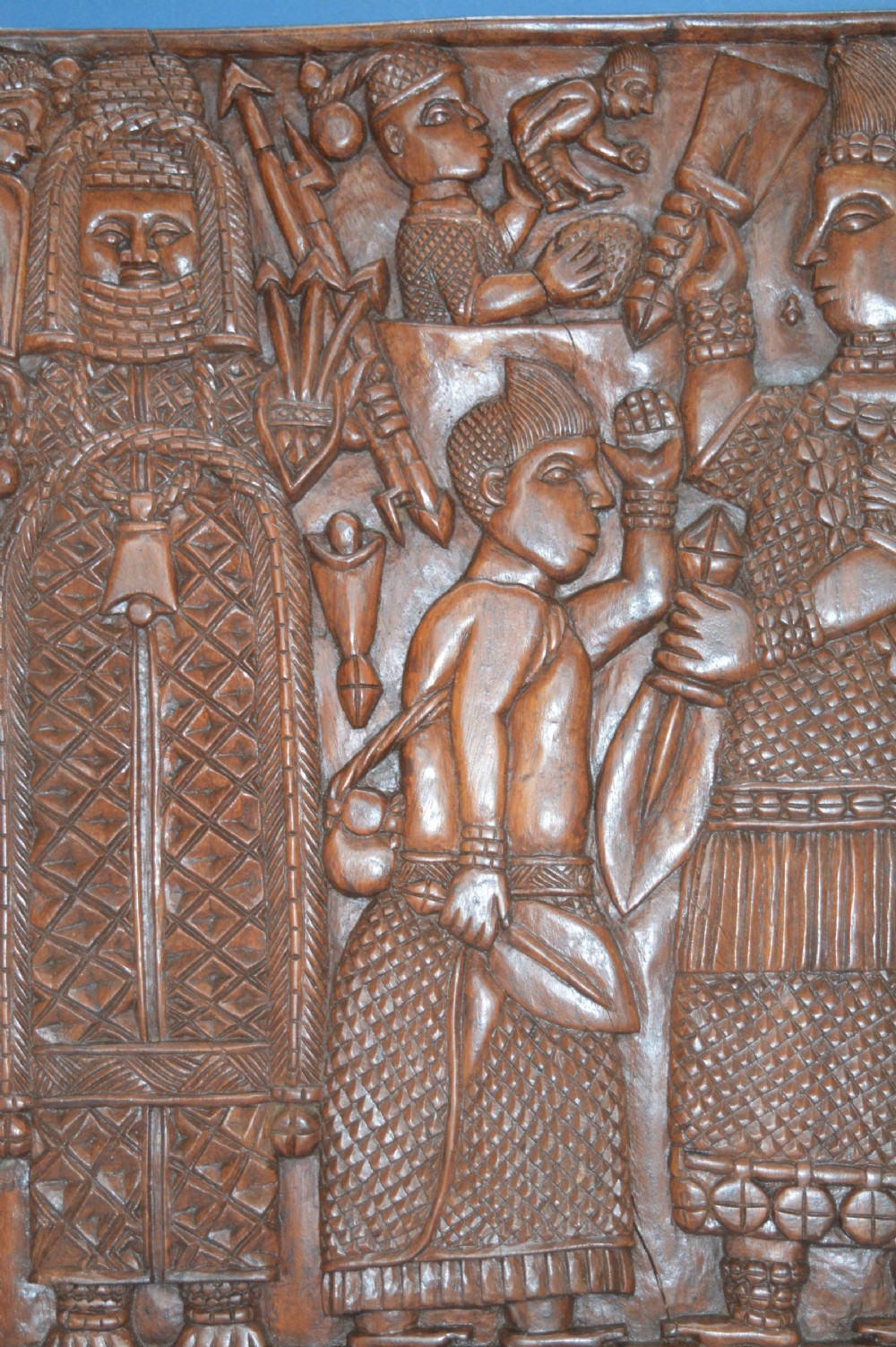 Pair Large African Benin Tribal Hand Carved Panels,c1920 View II