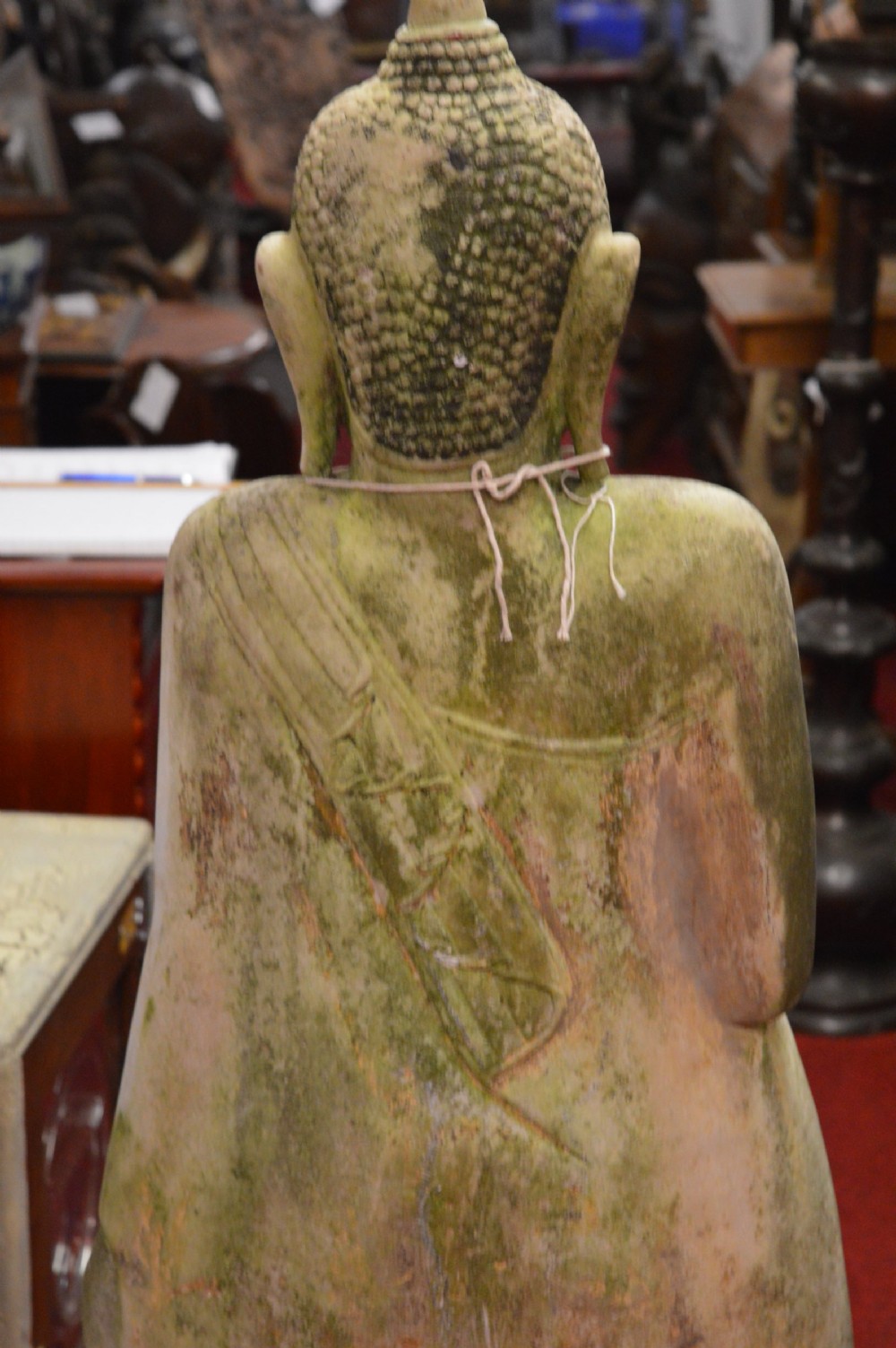 Large (145 cm) 19th Century Burmese Marble Statue Buddha, c1890 View VI