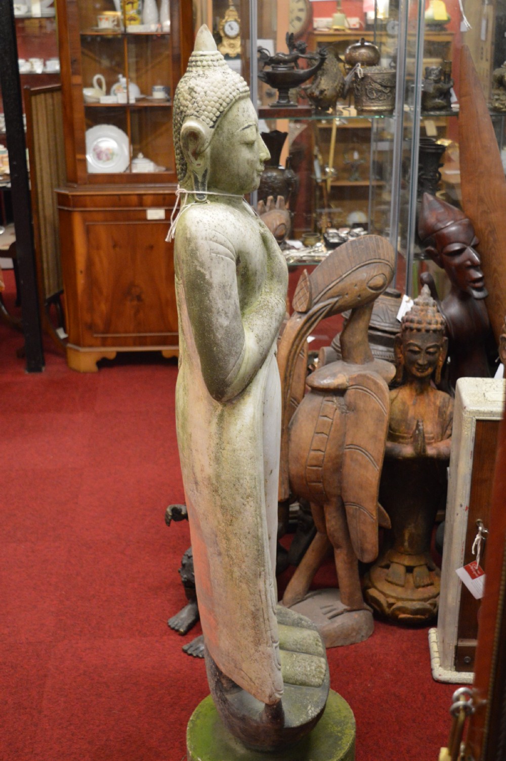 Large (145 cm) 19th Century Burmese Marble Statue Buddha, c1890 View IX