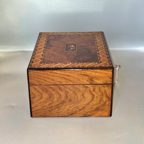 FINE VICTORIAN BURR WALNUT INLAID JEWELLERY BOX - ADDITIONAL PHOTO 4