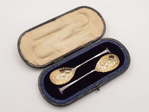 Pair of Silver Jam Spoons in Onslow Pattern, Sheffield 1905