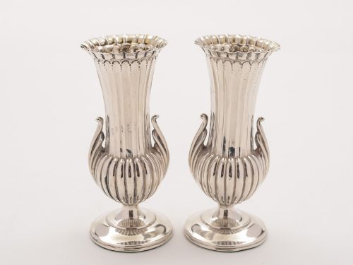 Victorian Pair of Small Silver Vases, Birmingham 1891