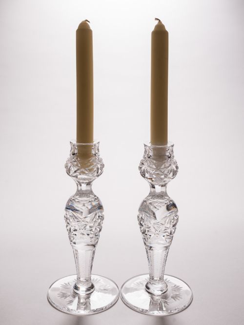 Pair of Cut Crystal Candlesticks, Circa 1920