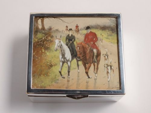 Trinket Box with Hunting Scene, Circa 1900