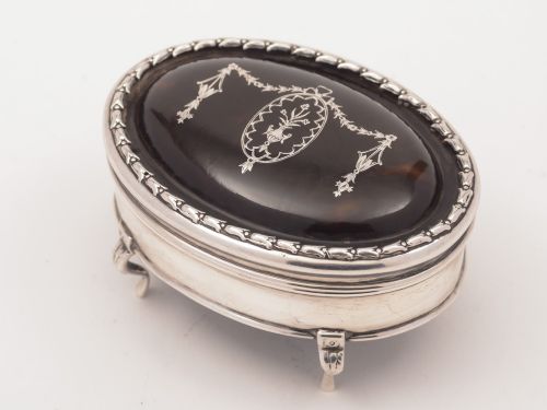 Edwardian Silver and Tortoise Shell Ring Box, London 1910