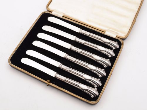 Set of 6 Silver Butter Knives in Onslow Pattern, Sheffield 1914