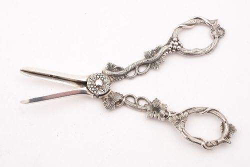 Lovely Pair Victorian Silver Grape Scissors  - Birmingham 1856