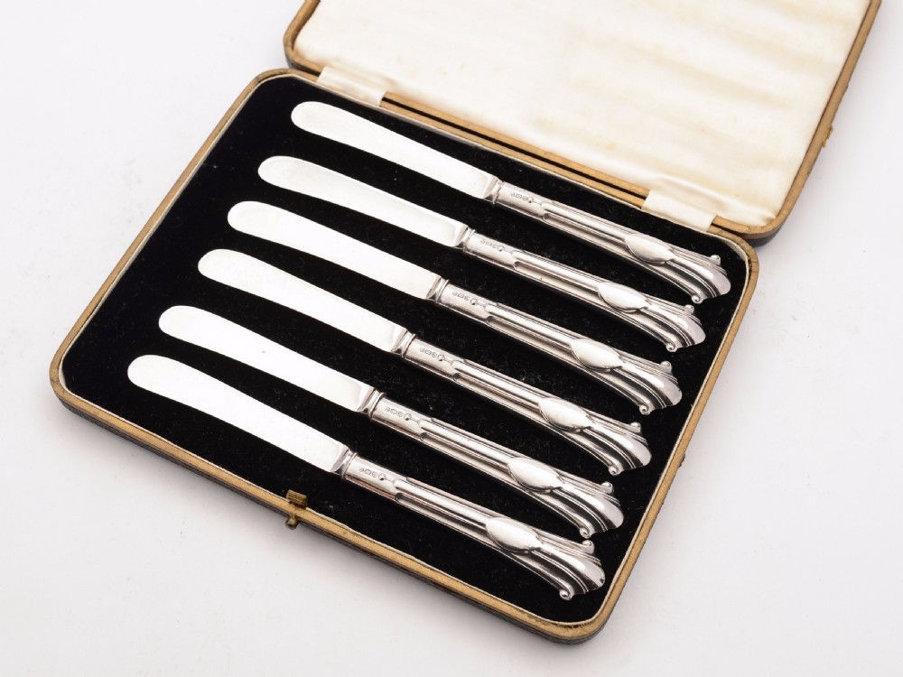 Set of 6 Silver Butter Knives in Onslow Pattern, Sheffield 1914