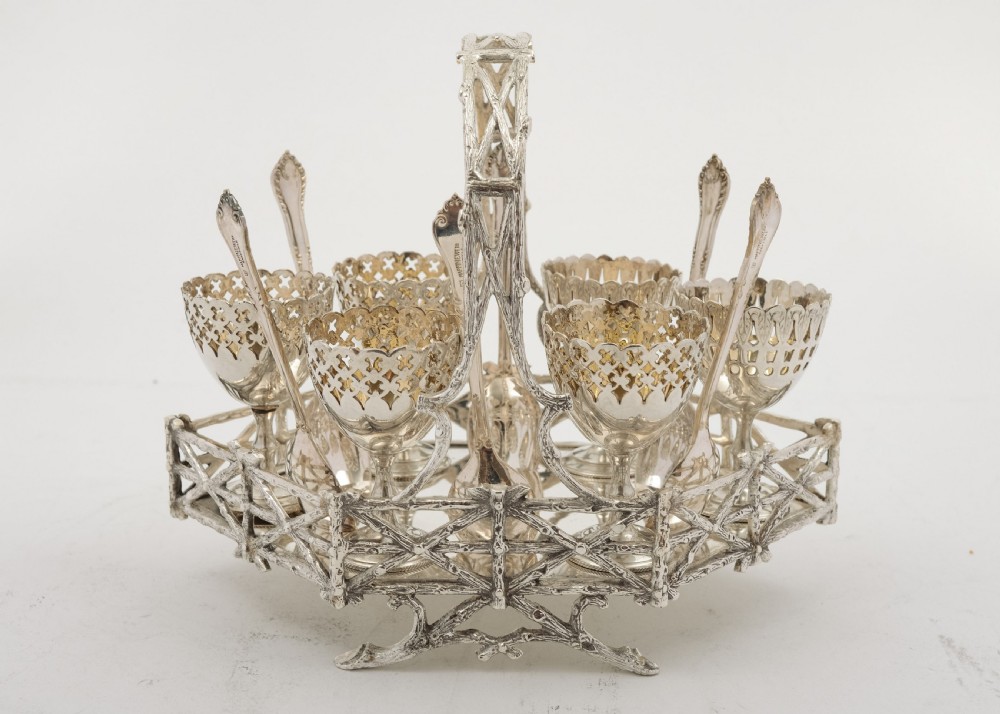 Rare Victorian Silver Plated Egg Cruet Set - circa 1880 View II
