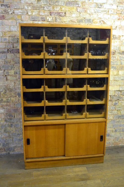Unusual Oak Haberdashery Shirt Display Cabinet