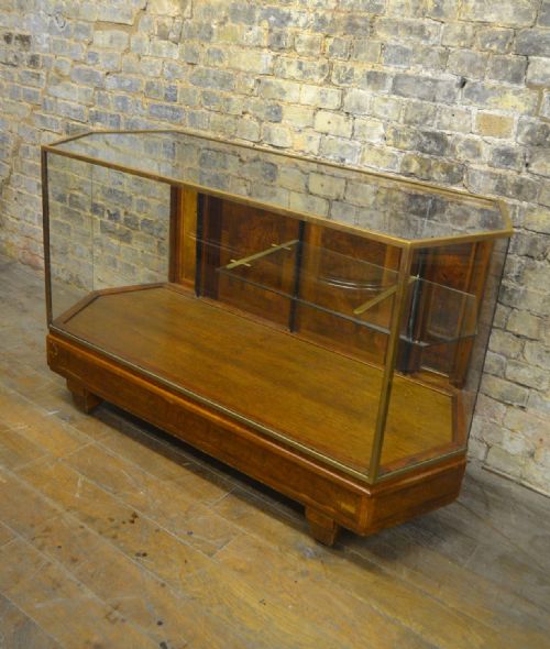 1920s Brass and Walnut Diamond Shape Shop Counter