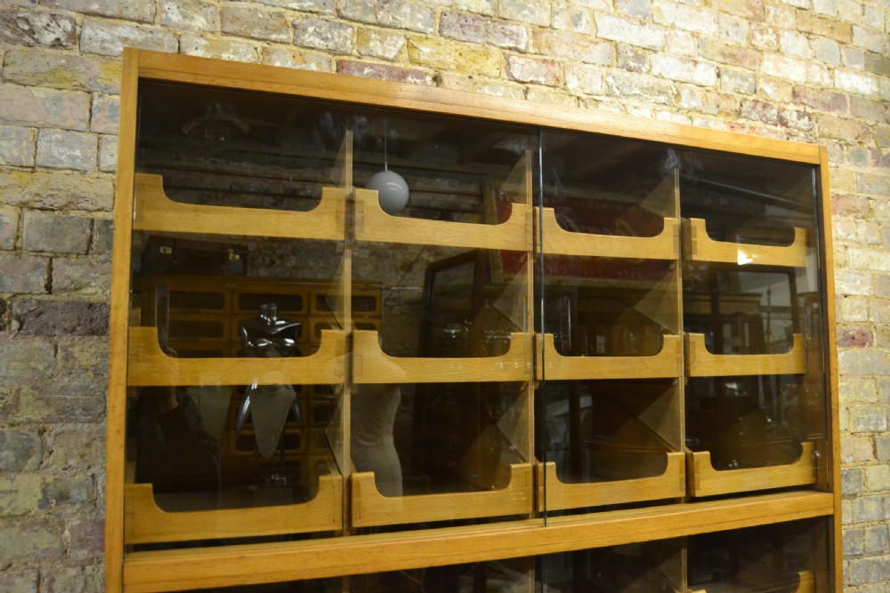 Unusual Oak Haberdashery Shirt Display Cabinet View IV