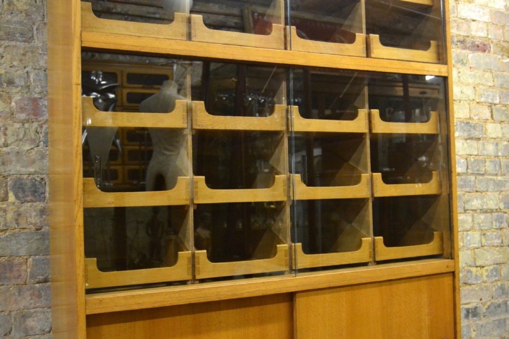 Unusual Oak Haberdashery Shirt Display Cabinet View V