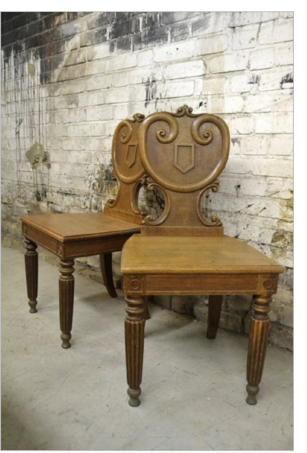 Pair of Victorian oak hall chair