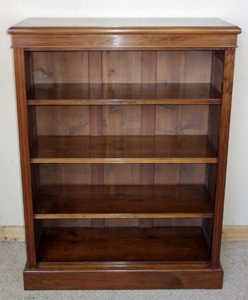 edwardian walnut open bookcase - CATEGORY: ANTIQUE BOOKCASES - DATED EDWARDIAN