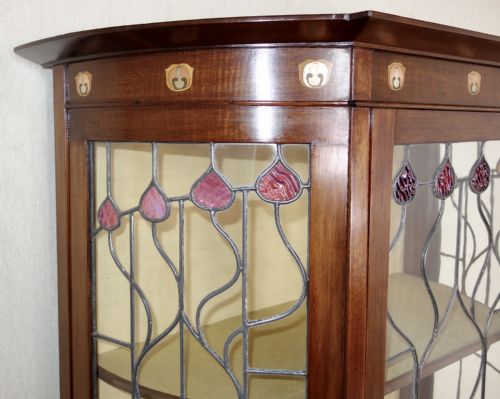 MAHOGANY ART NOUVEAU DISPLAY CABINET - ADDITIONAL PHOTO 5