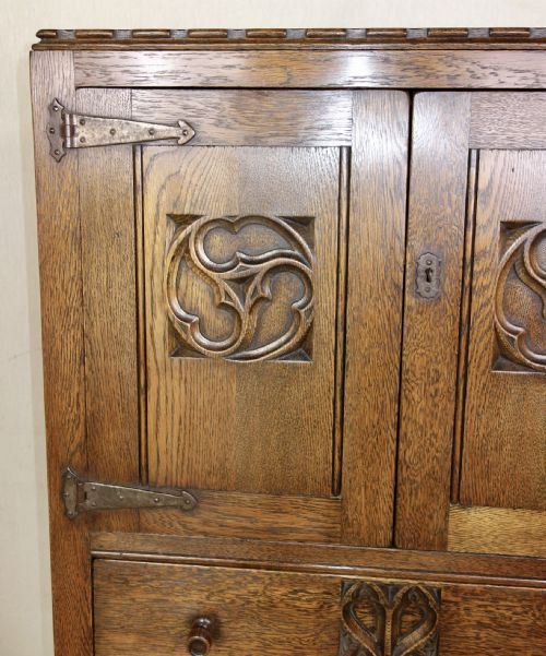 OAK CHEST OF DRAWERS WITH CUPBOARD - ADDITIONAL PHOTO 4