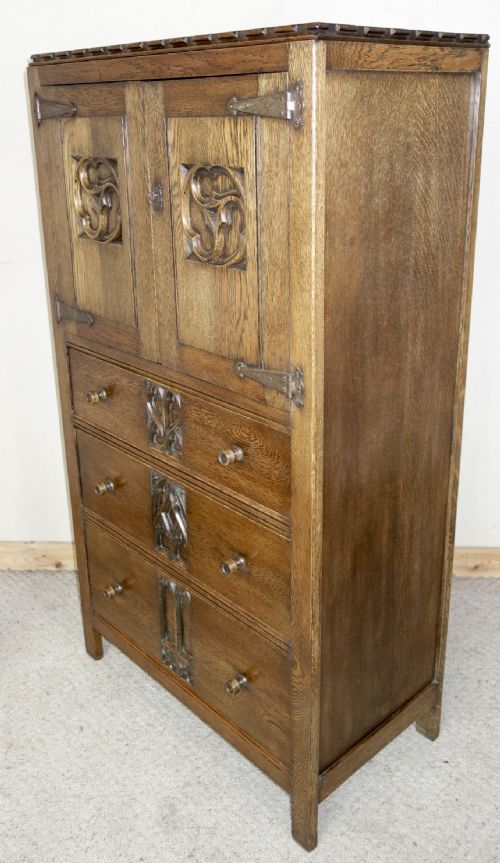 OAK CHEST OF DRAWERS WITH CUPBOARD - ADDITIONAL PHOTO 6