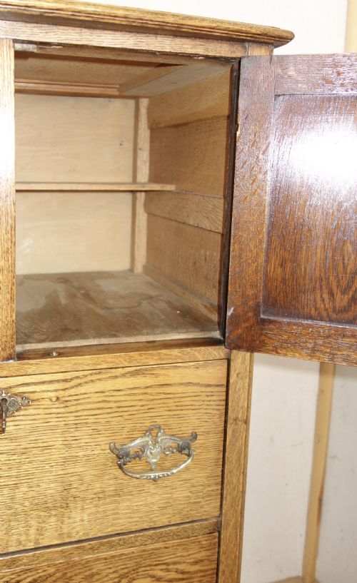 NARROW OAK CHEST OF DRAWERS - ADDITIONAL PHOTO 4
