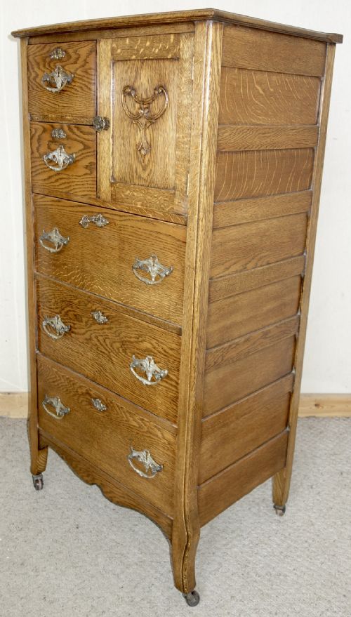 NARROW OAK CHEST OF DRAWERS - ADDITIONAL PHOTO 8