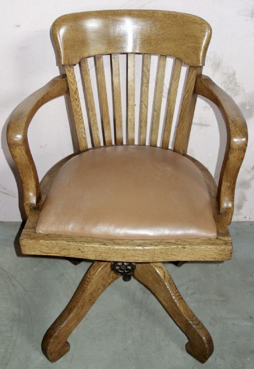 SWIVEL OAK SOLID OAK DESK CHAIR - ADDITIONAL PHOTO 1