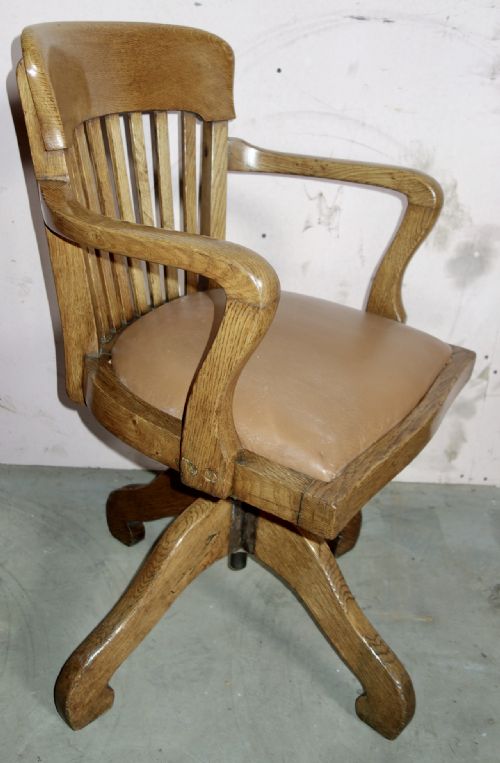 SWIVEL OAK SOLID OAK DESK CHAIR - ADDITIONAL PHOTO 5