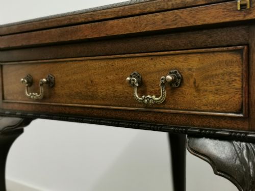 ANTIQUE EDWARDIAN CHIPPENDALE STYLE SOLID MAHOGANY ENVELOPE CARD GAMES TABLE - ADDITIONAL PHOTO 8