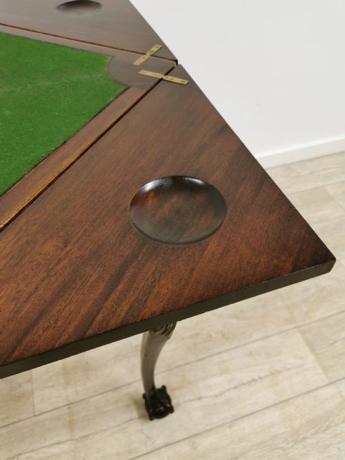 ANTIQUE EDWARDIAN CHIPPENDALE STYLE SOLID MAHOGANY ENVELOPE CARD GAMES TABLE - ADDITIONAL PHOTO 18