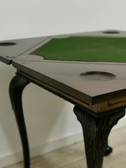 ANTIQUE EDWARDIAN CHIPPENDALE STYLE SOLID MAHOGANY ENVELOPE CARD GAMES TABLE - ADDITIONAL PHOTO 19