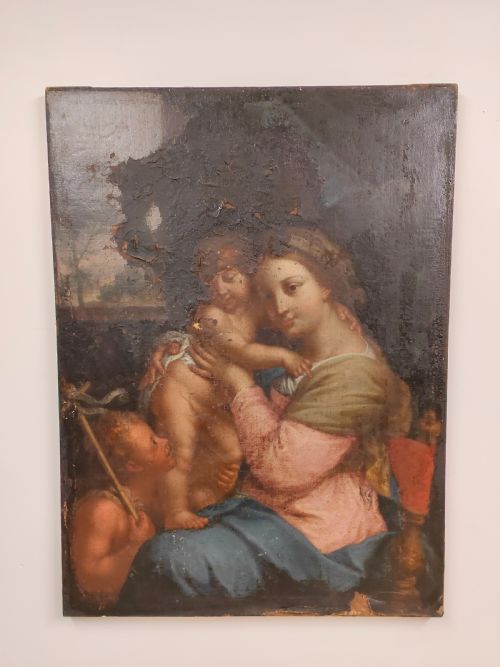 Antique 17th Century Italian Old Master Madonna With Child Oil On ...