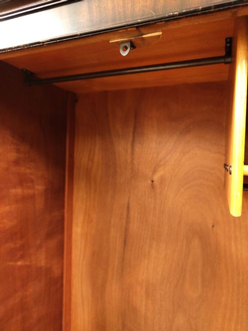 DIMINUTIVE ANTIQUE EDWARDIAN MAHOGANY DOUBLE WARDROBE ARMOIRE COMPACTUM - ADDITIONAL PHOTO 3