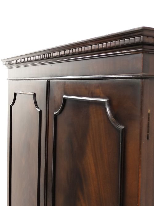 DIMINUTIVE ANTIQUE EDWARDIAN MAHOGANY DOUBLE WARDROBE ARMOIRE COMPACTUM - ADDITIONAL PHOTO 7