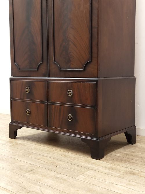 DIMINUTIVE ANTIQUE EDWARDIAN MAHOGANY DOUBLE WARDROBE TALLBOY COMPACTUM - ADDITIONAL PHOTO 1