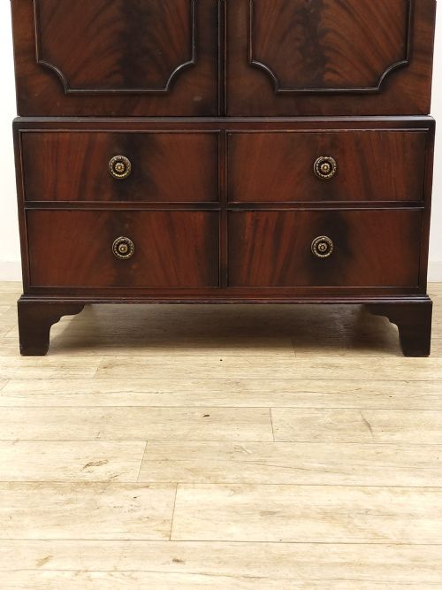 DIMINUTIVE ANTIQUE EDWARDIAN MAHOGANY DOUBLE WARDROBE TALLBOY COMPACTUM - ADDITIONAL PHOTO 5